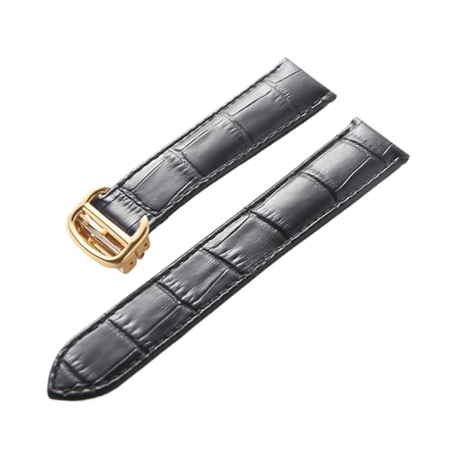 Generisch FYXT Leder-Uhrenarmband, Erste Schicht, Rindsleder, Kompatibles Tank London-Uhrenarmband, Herren- Und Damenarmband-Zubehör(Black gold buckle,14mm) von Generisch