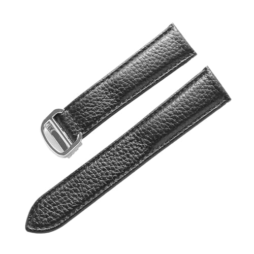 Generisch FYXT Lederarmband Lychee-Muster, Weiches Leder-Uhrenarmband, Ersatz, Kompatibel Mit Cartier Tank Herren- Und Damenarmband(Black,17mm) von Generisch