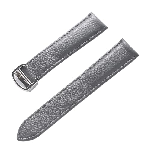 Generisch FYXT Lederarmband Lychee-Muster, Weiches Leder-Uhrenarmband, Ersatz, Kompatibel Mit Cartier Tank Herren- Und Damenarmband(Gray,19mm) von Generisch