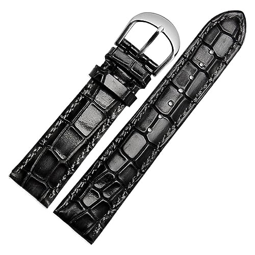 Generisch FYXT Mode Echtes Leder Herrenarmband Klar Persönlichkeit Krokodil Textur Armband Armband Armbanduhr Band 18mm 20mm 22mm Blau(Black,18mm silver clasp) von Generisch