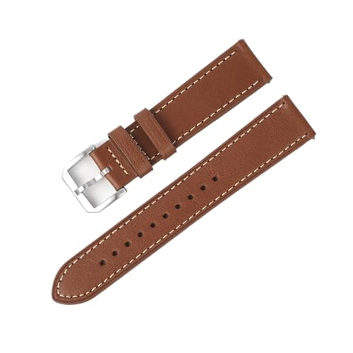 Generisch FYXT Retro-Echtleder-Armband 20 Mm 22 Mm First Layer Kalbsleder Handgenähtes Uhrenarmband Weich Atmungsaktiv For Herren-Uhrenarmband(Brown,22mm) von Generisch