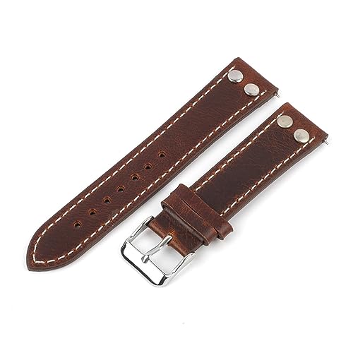 Generisch FYXT Vintage Echtes Leder Uhrenarmbänder Rivet Leder Uhrenarmband 18mm 20mm 22mm Männer Frauen Armband Armband Rindsleder Uhrenarmband(Brown,20mm) von Generisch