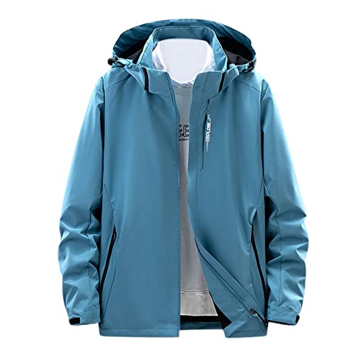 Generisch Fahrradjacke Herren Winddicht Atmungsaktiv TaschenMantel Outdoor-Jacke Wander-wasserdicht Pyjama Mantel Herren (Light Blue, XXXXL) von Generisch
