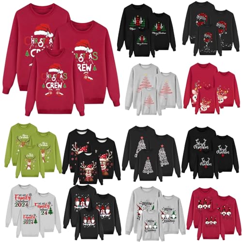 Generisch Familie Weihnachtspullover Set Weihnachtspullover Familie Set Damen Herren Kinder Lustig Weihnachtspulli Ugly Christmas Sweater Rundhals Weihnachtspulli Familie Set von Generisch