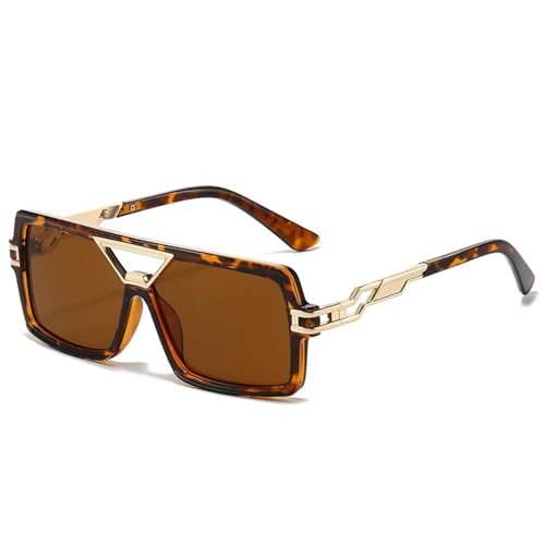 Generisch Fashion Double Bridges Sunglasses for Women Retro Gradient Lens Uv400 Men Trending Unique(Leopard Tea) von Generisch