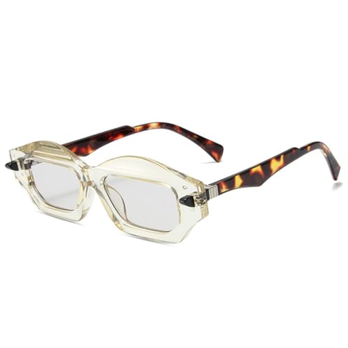 Generisch Fashion Unique Polygon Cat Eye Double Color Sunglasses Women Retro Men Trending Rivets Gradient Sun Glasses(Yellow Light Gray) von Generisch
