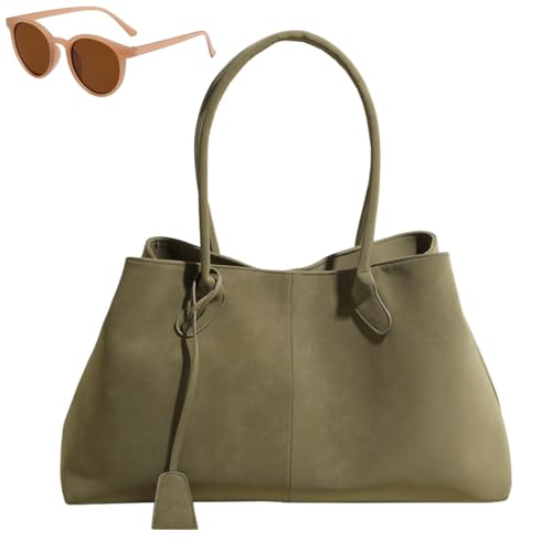 Generisch Faux Suede Retro Slouchy Shoulder Bag for Women, Stylish Large Capacity Underarm Bag, Casual Patchwork Hobo Handbag von Generisch