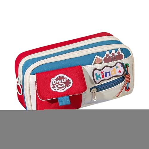 Generisch Federmäppchen,Federtasche - Vintage Stil Reißverschluss Pennal Großes Fassungsvermögen für Schule Universität Reisen Marker Stifte Bastelbedarf von Generisch