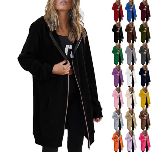 Generisch Felljacke Damen Hoodie Jacke Sweatjacke Mit Kapuze Zipper Hoodies Reißverschluss Sweatshirtjacke Kapuzenjacke Lang Sweatshirt Jacken Herbst Winter Kapuzenpullover Softshell Mantel Für Damen von Generisch