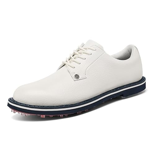 Generisch Fest Knöpfe Golfschuhe Neue wasserdichte Komfortabel Atmung Golfschuhe für Männer (Weiß,41) von Generisch