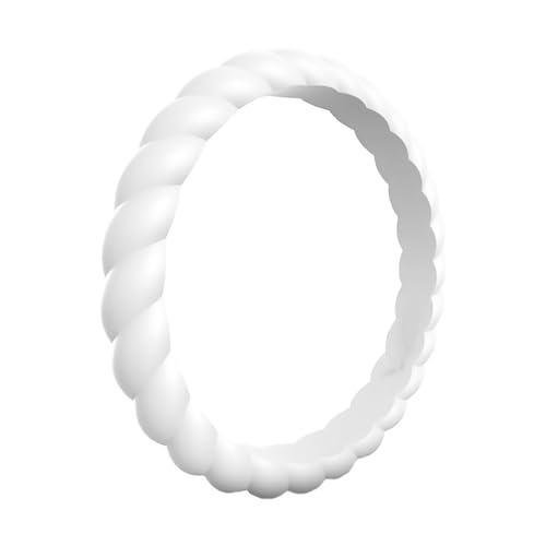 Generisch Figur Der Ringe Silikonring Ehering Silikonring für weibliche Paare Ringe 2 Set Mit Gravur (White, C) von Generisch