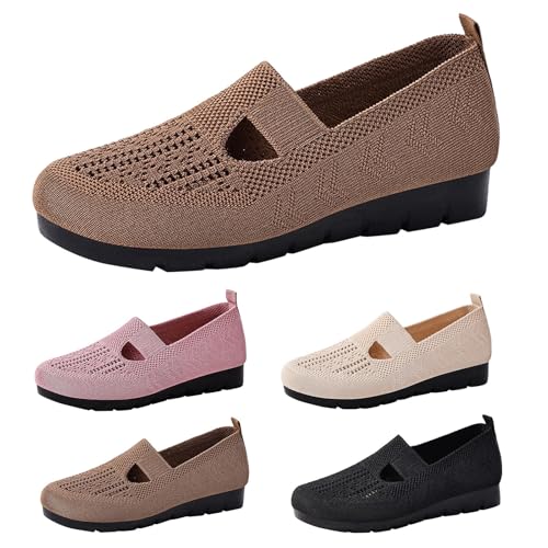 Generisch Flache Schuhe Damen Elegant Slip On Damen Mesh Wanderschuhe Outdoor Walkingschuhe Weichen Freizeitschuhe Ultra-Bequeme Sommerschuhe Atmungsaktive Schuhe rutschfeste Joggingschuhe Offene von Generisch