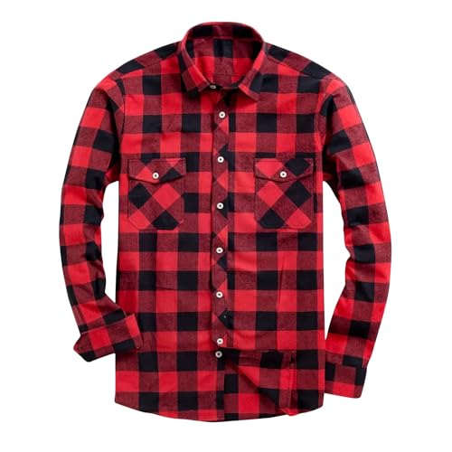 Generisch Flanellhemd Herren Kariert Langarm Flanellhemden Kariertes Karohemd Holzfällerhemd Oktoberfest mit Tasche Regular Fit Button Down Outdoor Freizeithemden Herren von Generisch