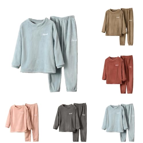 Flauschige Schlafanzug Kinder Jungen Mädchen Schlafanzüge Warme Fleece Pyjama Set Kleinkind Winter Langarm Hausanzug Nachtwäsche Pjs Mit Lange Oberteile Und Hosen Lose von Generisch