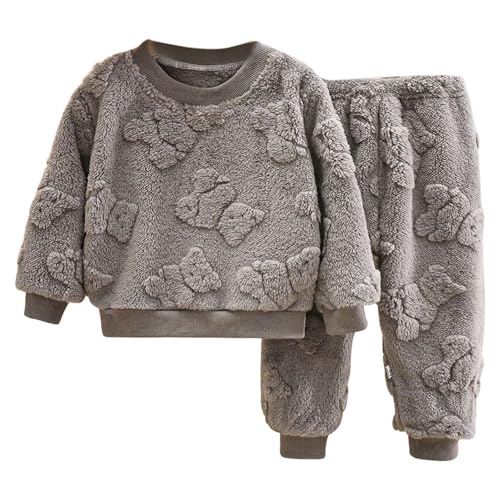 Flauschige Schlafanzug Kinder Jungen Mädchen Schlafanzüge Warme Fleece Pyjama Set Kleinkind Winter Langarm Hausanzug Nachtwäsche Pjs Mit Lange Oberteile Und Hosen Lose von Generisch