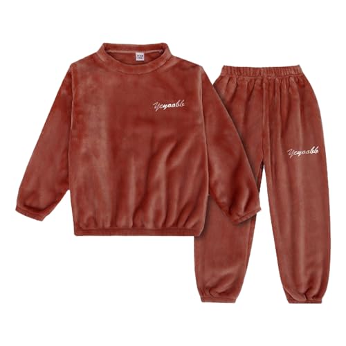 Flauschige Schlafanzug Kinder Jungen Mädchen Schlafanzüge Warme Fleece Pyjama Set Kleinkind Winter Langarm Hausanzug Nachtwäsche Pjs Mit Lange Oberteile Und Hosen Lose von Generisch