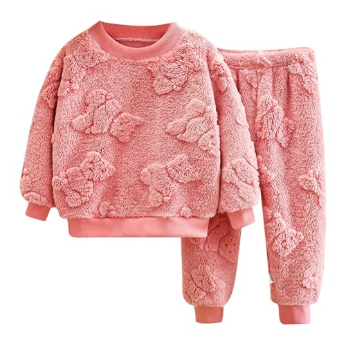 Flauschige Schlafanzug Kinder Jungen Mädchen Schlafanzüge Warme Fleece Pyjama Set Kleinkind Winter Langarm Hausanzug Nachtwäsche Pjs Mit Lange Oberteile Und Hosen Lose von Generisch
