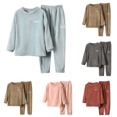 Generisch Flauschige Schlafanzug Kinder Jungen Mädchen Schlafanzüge Warme Fleece Pyjama Set Kleinkind Winter Langarm Hausanzug Nachtwäsche Pjs Mit Lange Oberteile Und Hosen Lose von Generisch
