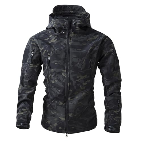 Generisch Flecktarn Jacke Warm Warme Reißverschluss Jagdbekleidung, Windbreaker Herren Winter Parka Tactical Militär Jagdjacke Herren Bunwehr Wasserdicht Parker Tarnjacke XXL von Generisch