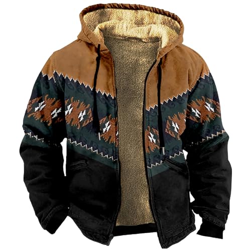 Generisch Fleece Jacket Men, Herren Verdicken Kariertes Softshelljacke Plüschfutter Freizeit Hoodie Winterjacke Mit Taschen Hemd Kapuze Jacken Kariert Karrierte Men Passenger (XXL, Marine) von Generisch
