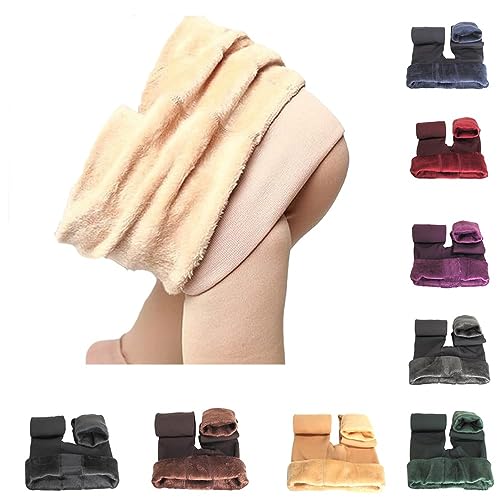 Generisch Fleece-Leggings für Damen 2023, Plüsch-Perlensamt, Dicke warme Hose, Herbst-Winter-Leggings mit hohem Bund von Generisch