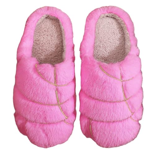Generisch Fleece Lined Clogs Damen Warm Winter Gefütterte Hausschuhe Elegant Pluesch Slipper Soft Fluffy Wide Fit Hauspantoffeln Leicht rutschfest Damenhausschuhe Women Slippers Indoor von Generisch