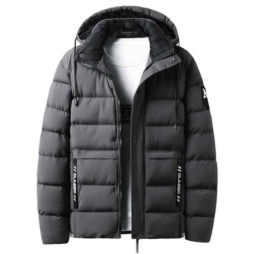 Generisch Fleece-gefütterte lässige Bomberjacken Dicke warme Baumwolljacke mit durchgehendem Reißverschluss Herren Jacke Leichte Jacke Herren Sport Herren Winterjacke mit Kapuze von Generisch
