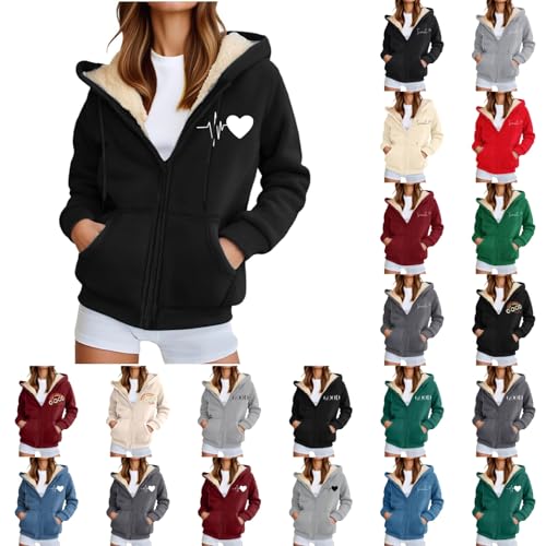 Generisch Fleecejacke Damen Mit Kapuze Kapuzenpullover Damen Mit Zipper Warm Kapuzenjacke Sweatjacke Fleecepullover Reißverschluss Teddyfleece Übergangsjacke Schwarz 3Xl Generisch Fleecejacke Damen Mit Kapuze Kapuzenpullover Damen Mit Zipper Warm Kapuzenjacke Sweatjacke Fleecepullover Reißverschluss Teddyfleece Übergangsjacke Schwarz 3Xl von Generisch