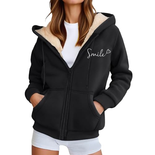 Generisch Fleecejacke Damen Mit Kapuze Kapuzenpullover Damen Mit Zipper Warm Kapuzenjacke Sweatjacke Fleecepullover Reißverschluss Teddyfleece Übergangsjacke Schwarz 3Xl Generisch Fleecejacke Damen Mit Kapuze Kapuzenpullover Damen Mit Zipper Warm Kapuzenjacke Sweatjacke Fleecepullover Reißverschluss Teddyfleece Übergangsjacke Schwarz 3Xl von Generisch