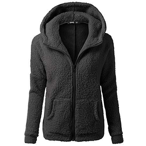 Generisch Fleecejacke Damen Winterjacke Warm Sherpa Jacke Reißverschluss Einfarbige Kapuzenjacke Frau Softshellmantel Elegant Bomberjacke Baumwolle Wollmantel Wanderjacke Sweatjacke Plüschjacke von Generisch