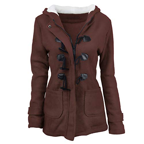 Generisch Fleecejacke Damen mit Kapuze Outdoor Warm Winterjacke Fleecepullover Einfarbig Kapuzenpullover Oversize Hoodie Jacke Sweatjacke mit Teddyfutter Zipper Teddy Fleece Pullover Outwear von Generisch