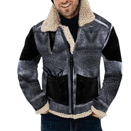 Generisch Fleecejacke Herren Outdoor Winter Men's Jacket Transition Jacket Herren Fleece-Futter Winterjacke Herbst Dicken Mantel Outdoor Herren Jacke Übergangsjacke Langarm von Generisch
