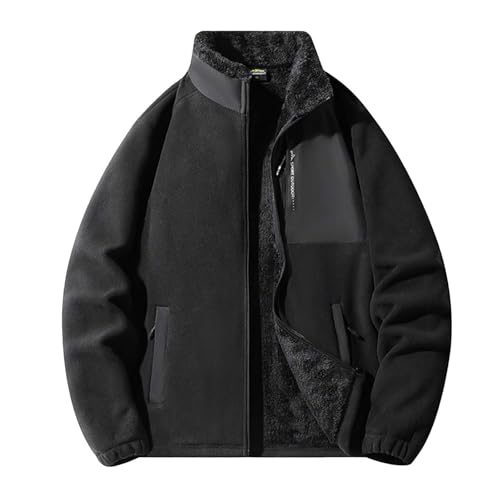 Generisch Fleecejacke Herren Winter Jacke Teddyfell Futter Strickjacke Dicke Warme Outdoorjacke Zip Up Flauschjacke Mit Taschen Oberbekleidung Für Outdoor Wander Trekking von Generisch