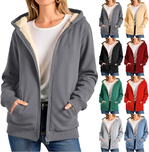 Generisch Fleecejacke Hoodie Damen Kapuzenpullover Teddy-Fleece Warm Herbst Wintermantel Stilvoller ReißVerschluss Fellmantel PlüSchjacke Mit Taschen Generisch Fleecejacke Hoodie Damen Kapuzenpullover Teddy-Fleece Warm Herbst Wintermantel Stilvoller ReißVerschluss Fellmantel PlüSchjacke Mit Taschen von Generisch
