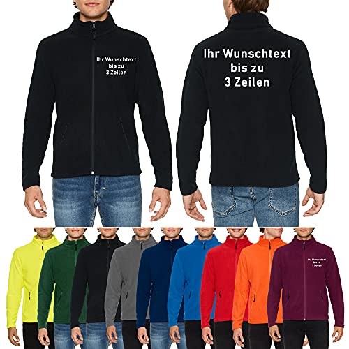 Generisch Fleecejacke mit Wunschtext auf Brust + Rücken bestickt (Rot, M) von Generisch