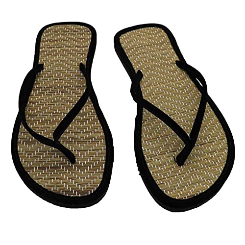 Generisch Flip Flops Damen Bambus Hausschuhe Zehentrenner Sommer Pantoletten Zimtlatschen Zimt-Sandalen Flip-Flops Badelatschen Strand Slipper Latschen Flow Tangasandale Sommerpantoffeln FüR Zuhause von Generisch