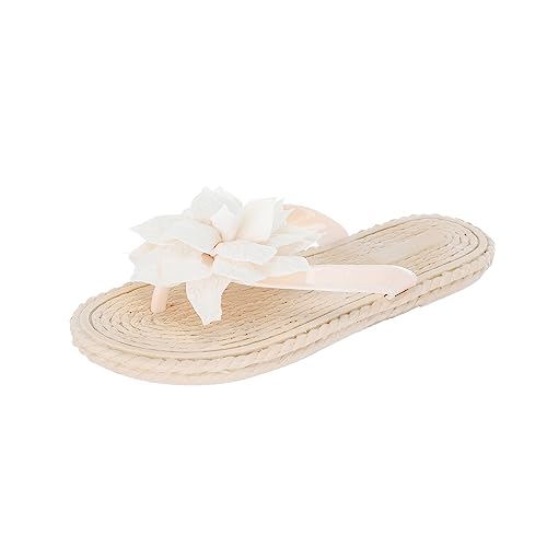 Generisch Flip Flops Damen Elegant Mit Blumen, Slippers Flach Rutschfest Zehentrenner Bohemian Strandschuhe Indoor Und Outdoor Hausschuhe Leicht Sommerschuhe Slides Breiter Fuß Badelatschen von Generisch