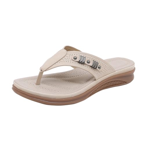 Generisch Flip Flops Damen Peeptoe Wedges, Sommer Sandalen Keilabsatz Vintage Flip Flops Damen Elegant Zehentrenner Damen Flip Flops Beach Sandal Zehentrenner Weiche Fußbett Pool Strand von Generisch