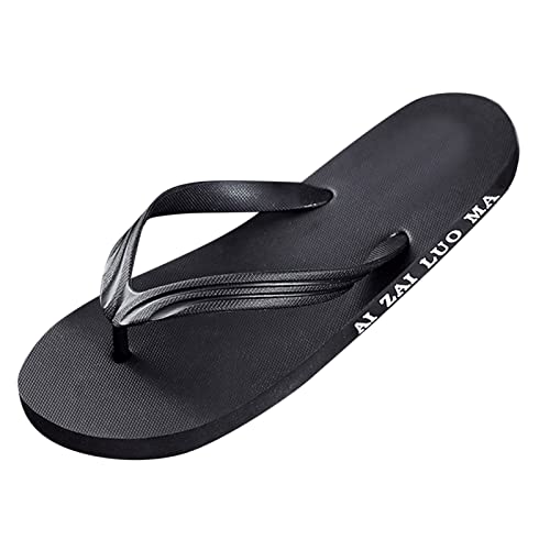Generisch Flip Flops Herren Sommer Flacher weicher Boden Bequeme leichte lässige Strandsandalen (Black, 40) von Generisch