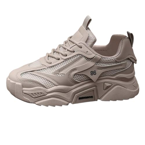 Generisch Flying Weaving Sneakers Damen - Wintermode Rundkopf Schnürschuhe Freizeitschuhe mit Dicker Sohle Laufschuhe (Grey, 39) von Generisch