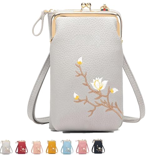 Generisch Forever Savour Women Sling Cross-Body Wallet With Mobile Cell Phone Holder, Small Crossbody Purses for Women (Gray) von Generisch