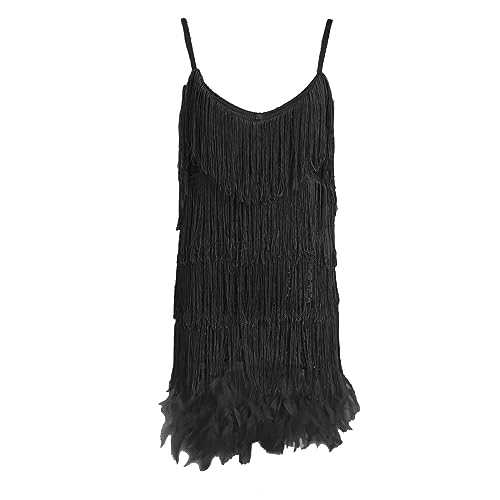 Generisch Fransen Kleid Damen 1920er Abendklied Cocktailkleid Damen Abschlussball Flapper Kleider 1920er Jahre Pailletten Quaste Kleid Ärmellos Formal Cocktail Gala Kleid 20er Jahre Kostüm Minikleid von Generisch