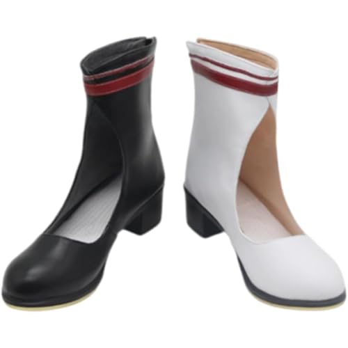 Generisch Frauen Anime Cosplay Schuhe Für Curren Chan Fancy Bühne Performance Requisiten Stiefel Custom Made Halloween Christma Comic Con (schwarz und weiß,35) von Generisch