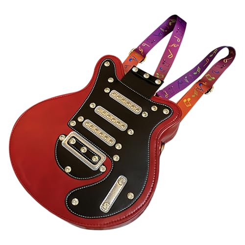 Generisch Frauen Gitarrenform Rucksack 31x28x8cm - Kreatives Design mit Doppeltem Tragesystem & Organisiertem Mehrfachfach-Layout für Telefon, Notizbuch, Regenschirm - Leichte Schultertasche aus PU von Generisch