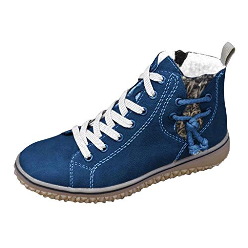 Generisch Frauen warm Plus Größe beiläufige flache Schuhe Keile Overknees Damen Sexy (Blue, 40) von Generisch