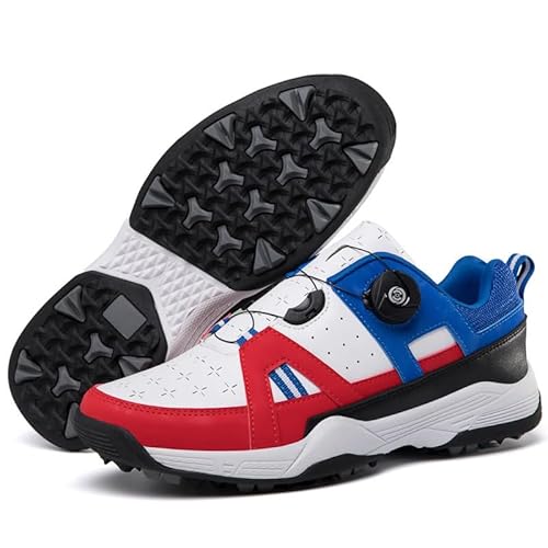 Generisch Freizeit Komfortabel Golfschuhe Rutschschutz Kurze Nägel Golfschuhe Atmungsbeständig im Freien Sportschuhe (Rotblau,37) von Generisch