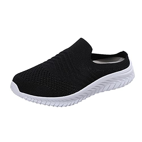 Generisch Freizeit Schuhe Outdoor-Mode Frauen lässige Slip on atmungsaktive Keile Damen- (Black, 37) von Generisch