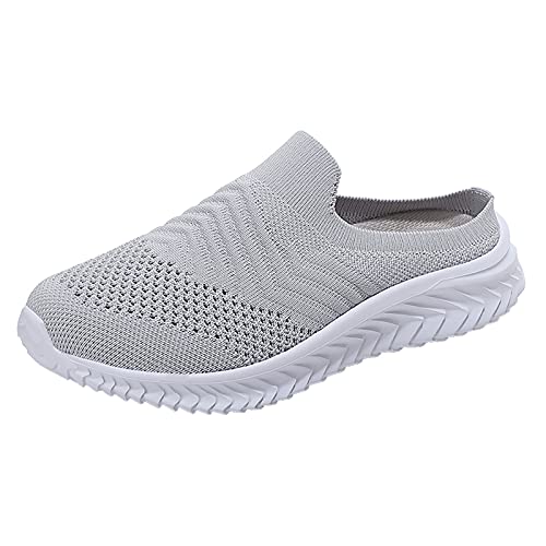Generisch Freizeit Schuhe Outdoor-Mode Frauen lässige Slip on atmungsaktive Keile Damen- (Grey, 42) von Generisch