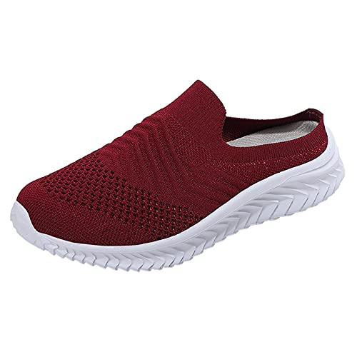 Generisch Freizeit Schuhe Outdoor-Mode Frauen lässige Slip on atmungsaktive Keile Damen- (Red, 42) von Generisch