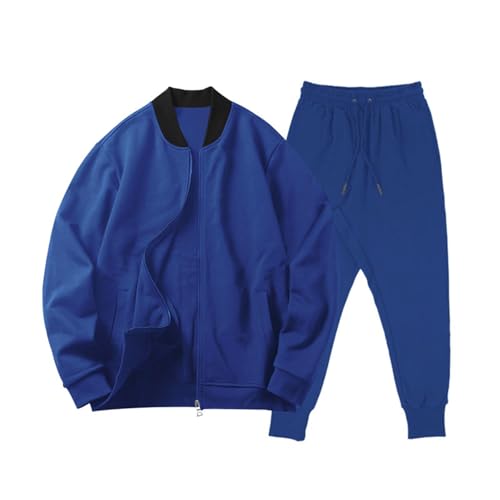 Generisch Freizeitanzug Herren Kuschelig Ohne Kapuze Jogginganzug Herren Set Baumwolle mit Reißverschluss Hausanzug Herren Zweiteilig Elegant Jogging Anzug Männer 2 Teilig Outdoor Langarm Einfarbig von Generisch
